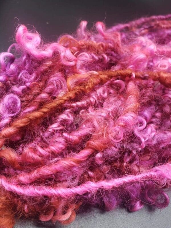 “Pink Prism” Silky Teeswater Curls Handspun Yarn